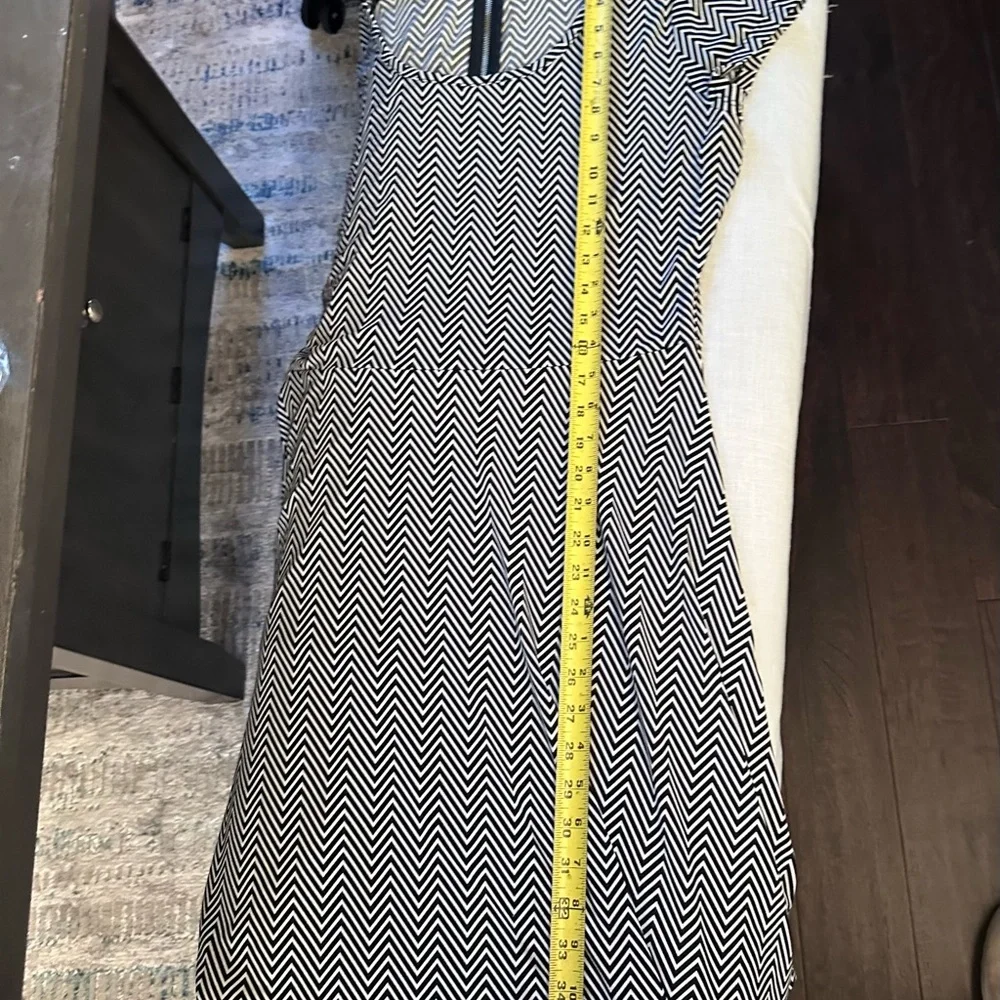 Michael Michael Kors Black White Chevron Fit Flare Midi Dress Womens Medium